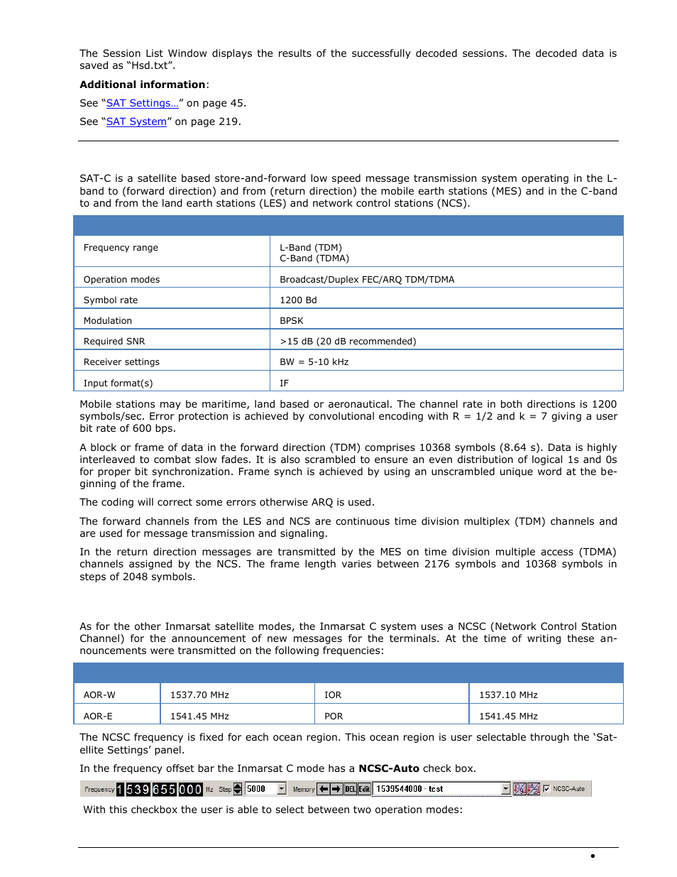 Sat-c-tdm, sat-c-tdma, sat-c-egc, Sat-c tdm | Wavecom W-SPECTRA (Automatic Monitoring System) V1.1.0 User Manual | Page 175 / 292