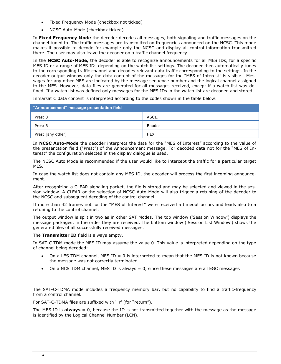 Sat-c-tdma | Wavecom W-SPECTRA (Automatic Monitoring System) V1.1.0 User Manual | Page 176 / 292