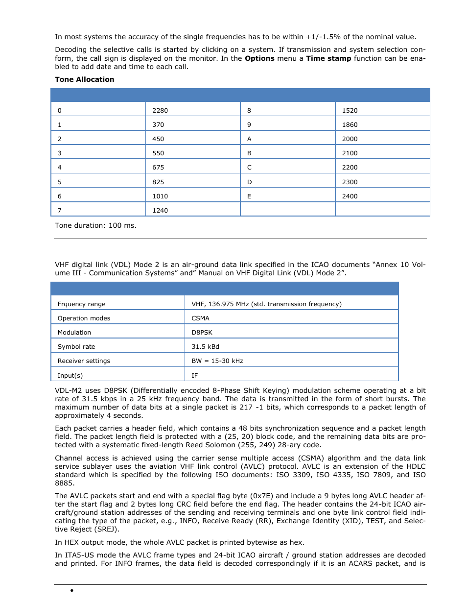 Vdl-m2 | Wavecom W-SPECTRA (Automatic Monitoring System) V1.1.0 User Manual | Page 202 / 292