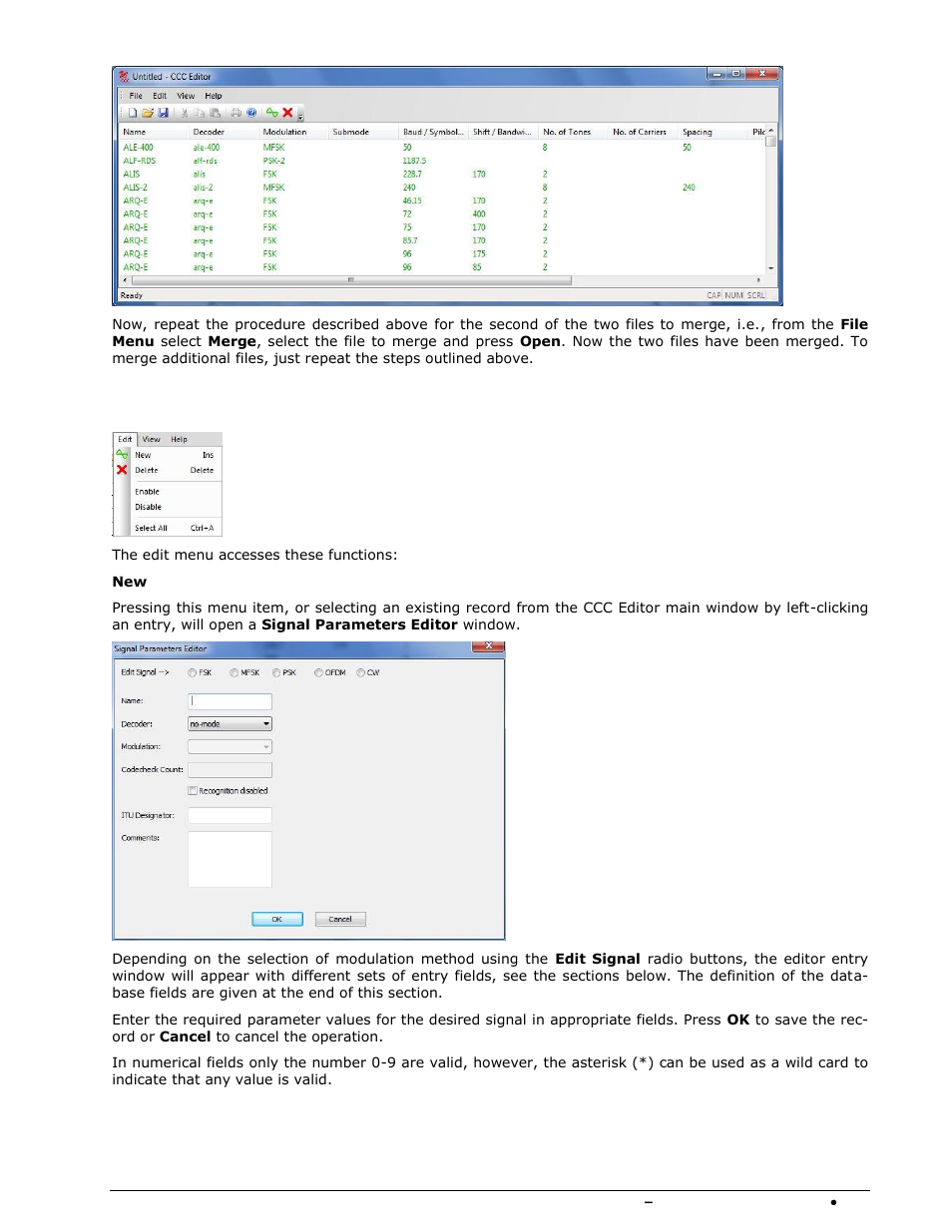 Edit menu | Wavecom W-SPECTRA (Automatic Monitoring System) V1.1.0 User Manual | Page 223 / 292