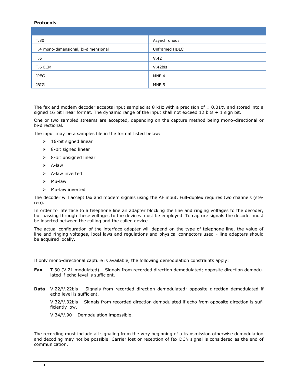 Input and interfacing, Constraints | Wavecom W-SPECTRA (Automatic Monitoring System) V1.1.0 User Manual | Page 246 / 292