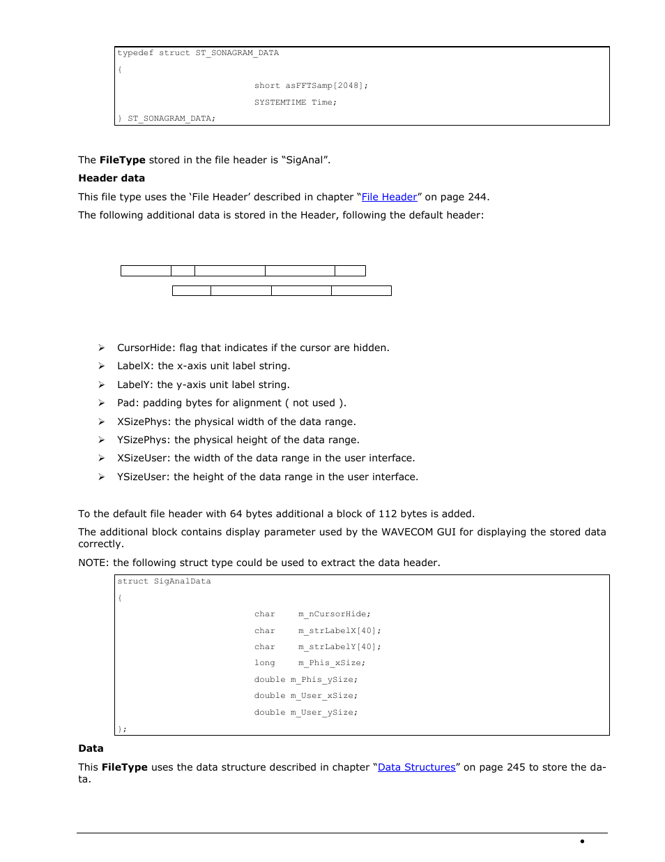 Siganal data | Wavecom W-SPECTRA (Automatic Monitoring System) V1.1.0 User Manual | Page 261 / 292