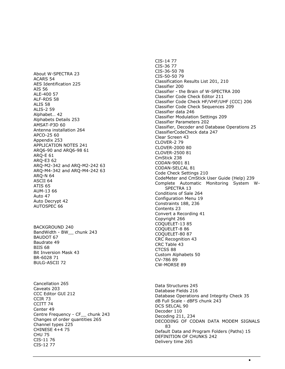 Index | Wavecom W-SPECTRA (Automatic Monitoring System) V1.1.0 User Manual | Page 289 / 292