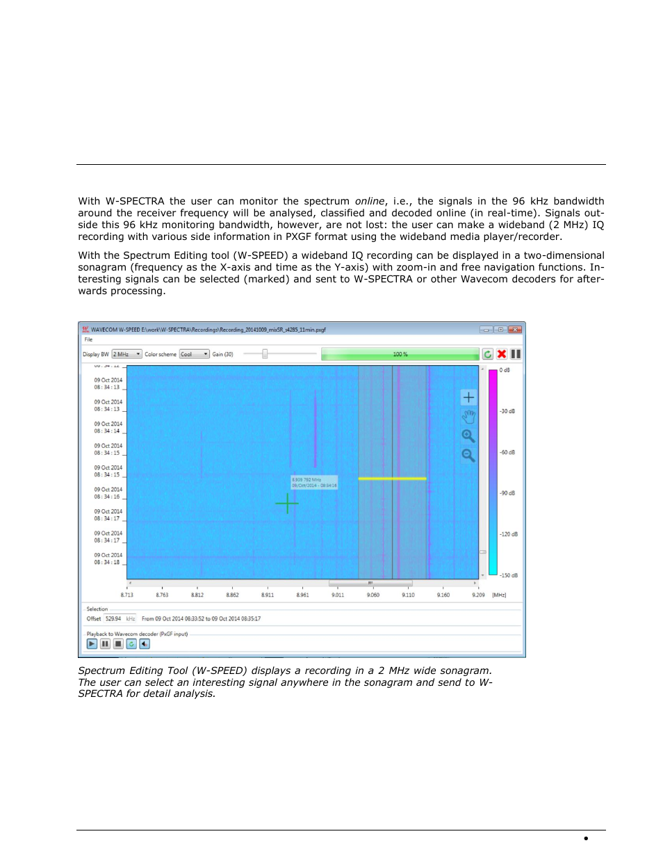 Spectrum editing tool (w-speed), Main functionalities, Spectrum editing tool (w- speed) | Wavecom W-SPECTRA (Automatic Monitoring System) V1.1.0 User Manual | Page 47 / 292