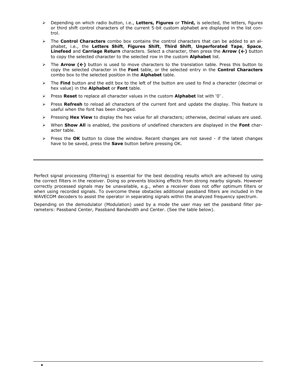 Passband filter support | Wavecom W-SPECTRA (Automatic Monitoring System) V1.1.0 User Manual | Page 62 / 292