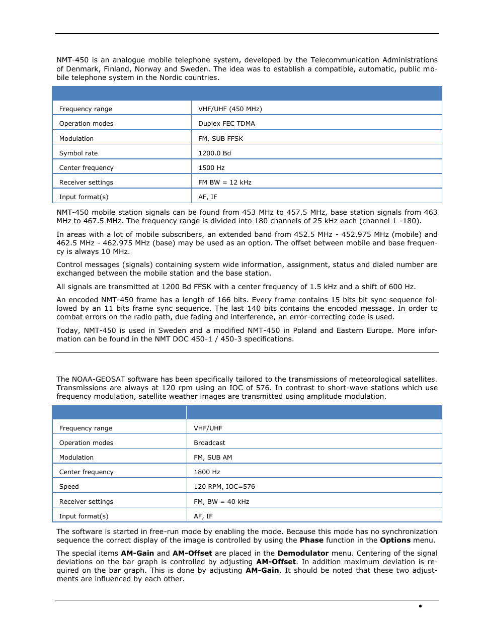 Nmt-450, Noaa-geosat | Wavecom W74PC V8.7.0 User Manual | Page 211 / 373