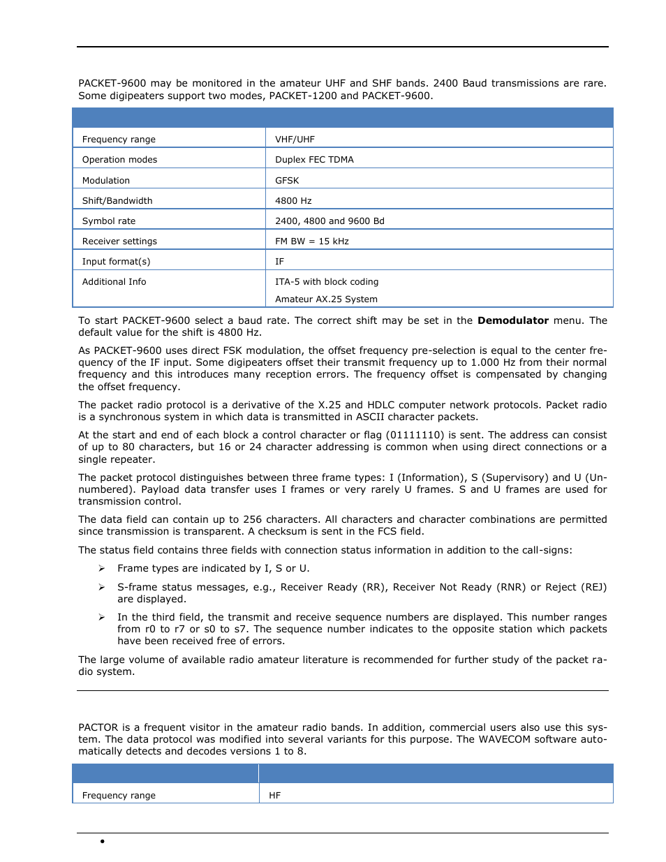 Packet-9600, Pactor | Wavecom W74PC V8.7.0 User Manual | Page 220 / 373