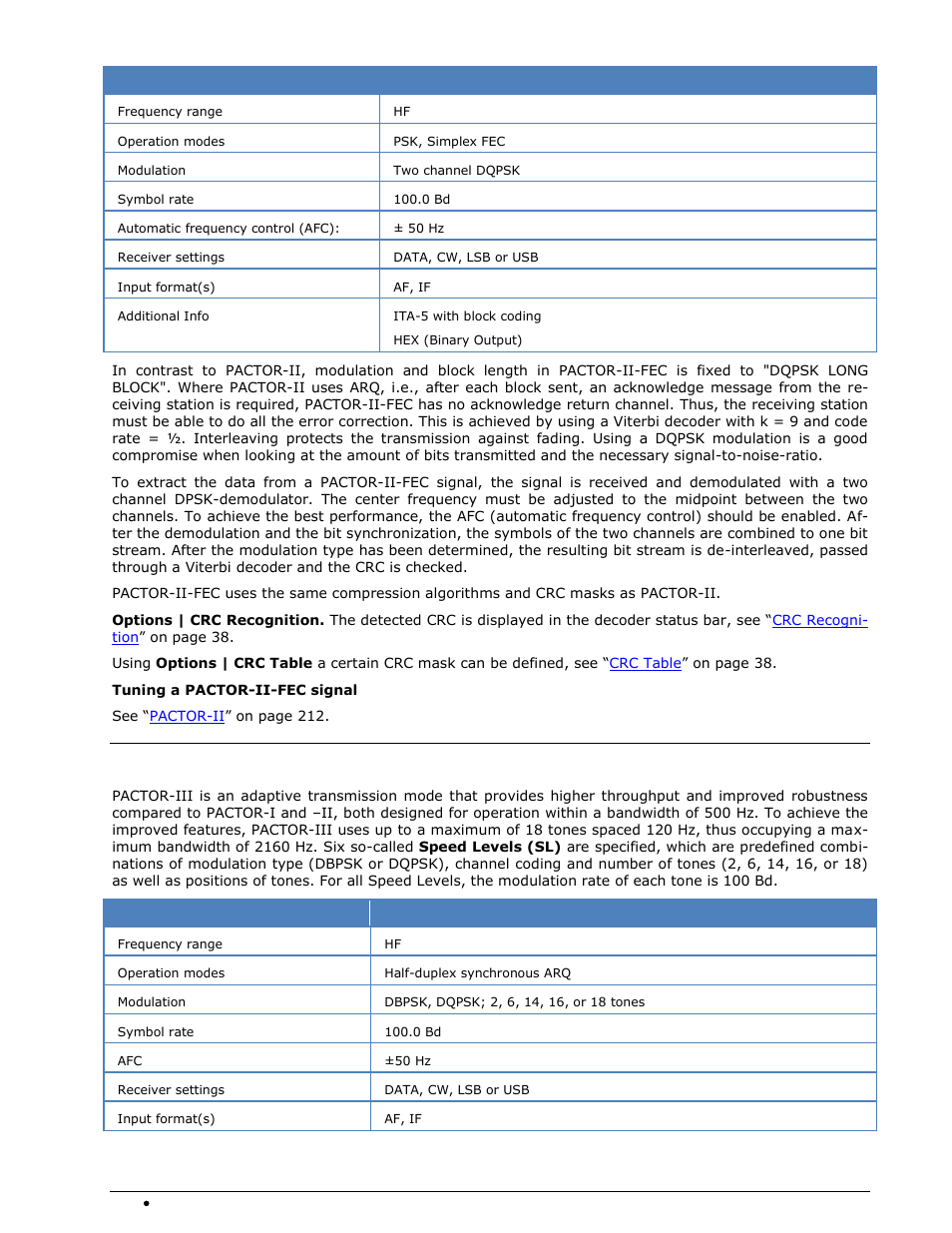 Pactor-iii | Wavecom W74PC V8.7.0 User Manual | Page 224 / 373