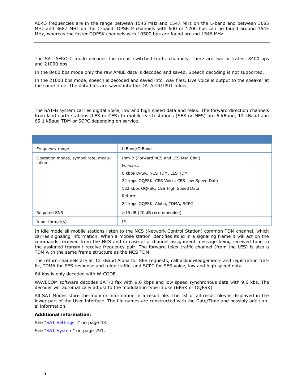 Sat-aero-c, Sat-b | Wavecom W74PC V8.7.0 User Manual | Page 238 / 373