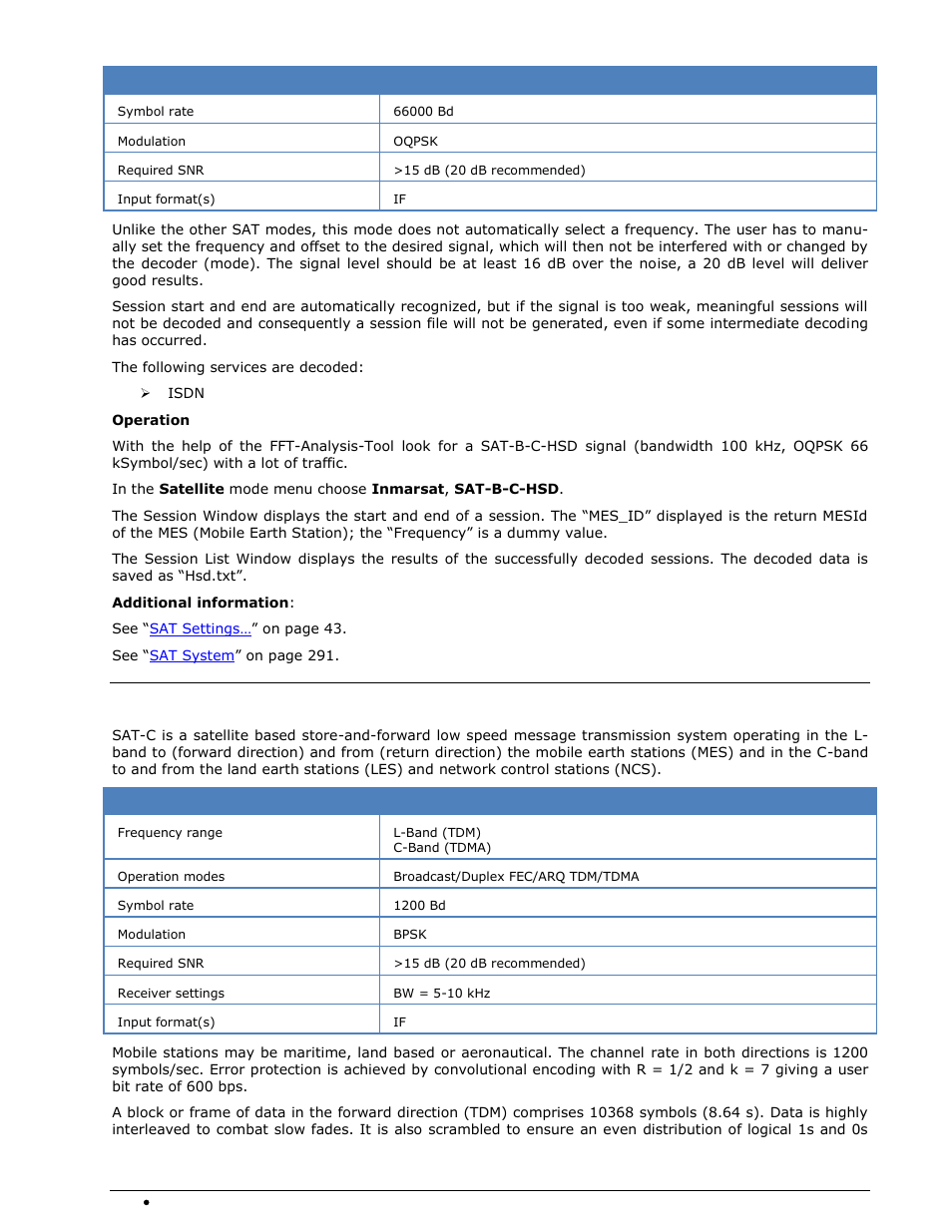 Sat-c-tdm, sat-c-tdma, sat-c-egc | Wavecom W74PC V8.7.0 User Manual | Page 240 / 373