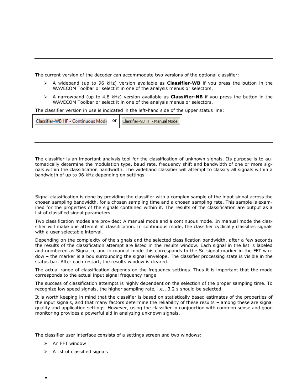 Classifier (optional), Overview, Classifier | How the classifier works, Classifier user interface | Wavecom W74PC V8.7.0 User Manual | Page 276 / 373