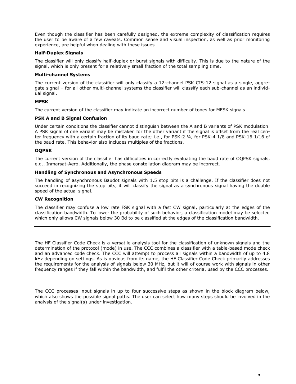 Caveats, Classifier code check hf (ccc), How the classifier code check works | Wavecom W74PC V8.7.0 User Manual | Page 281 / 373