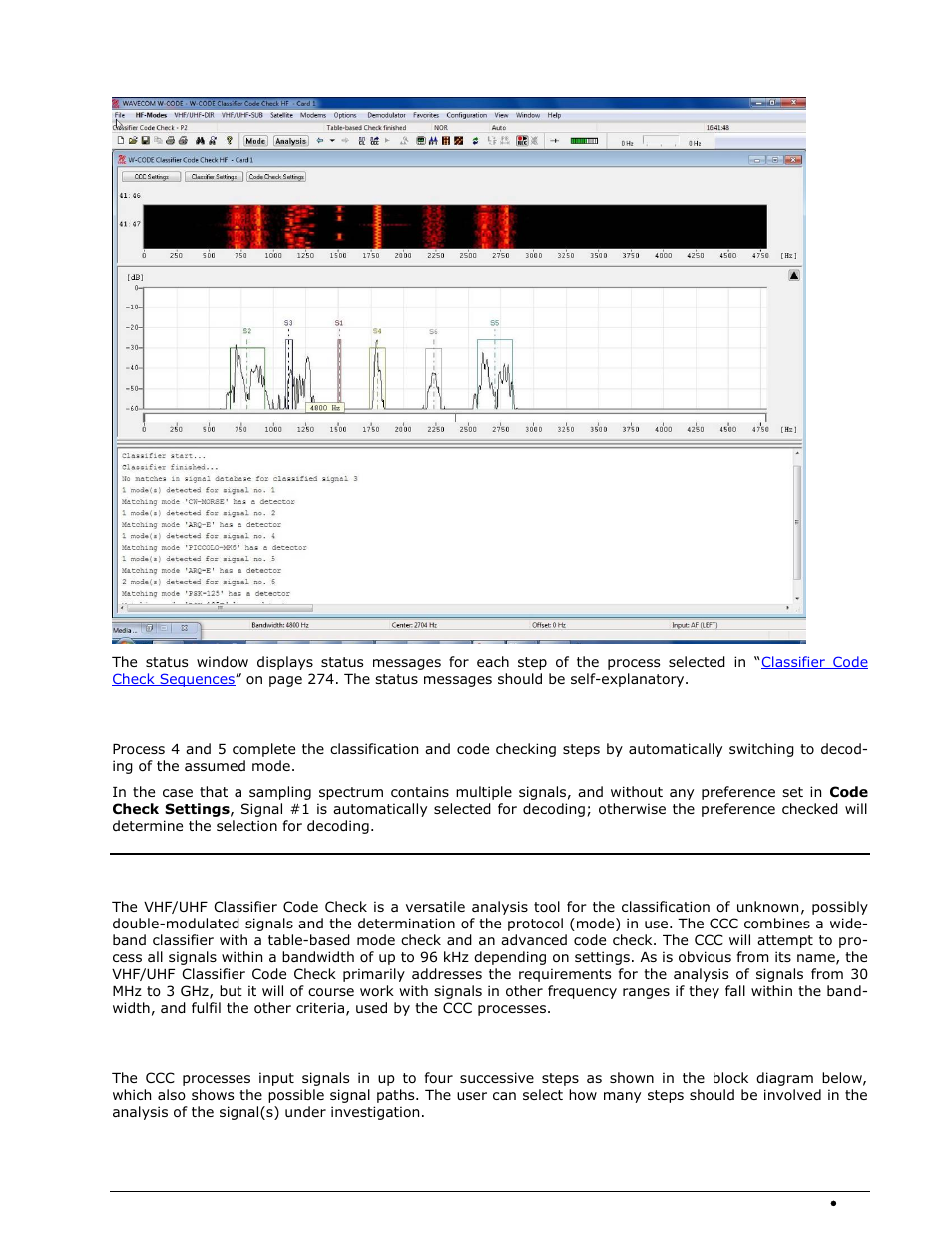 Decoding, Classifier code check (ccc) vhf/uhf, How the classifier code check works | Wavecom W74PC V8.7.0 User Manual | Page 287 / 373