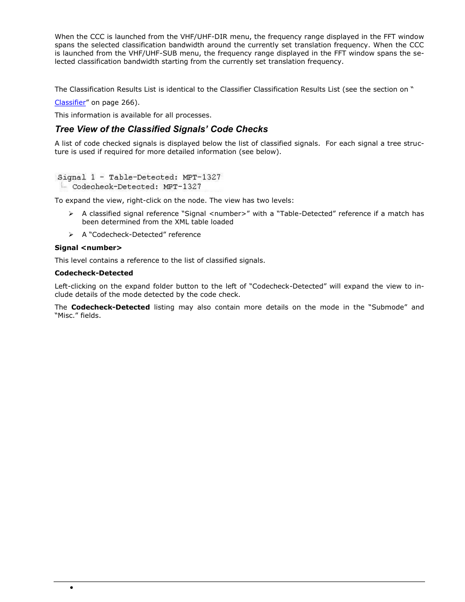 Classification results list, Tree view of the classified signals’ code checks | Wavecom W74PC V8.7.0 User Manual | Page 292 / 373