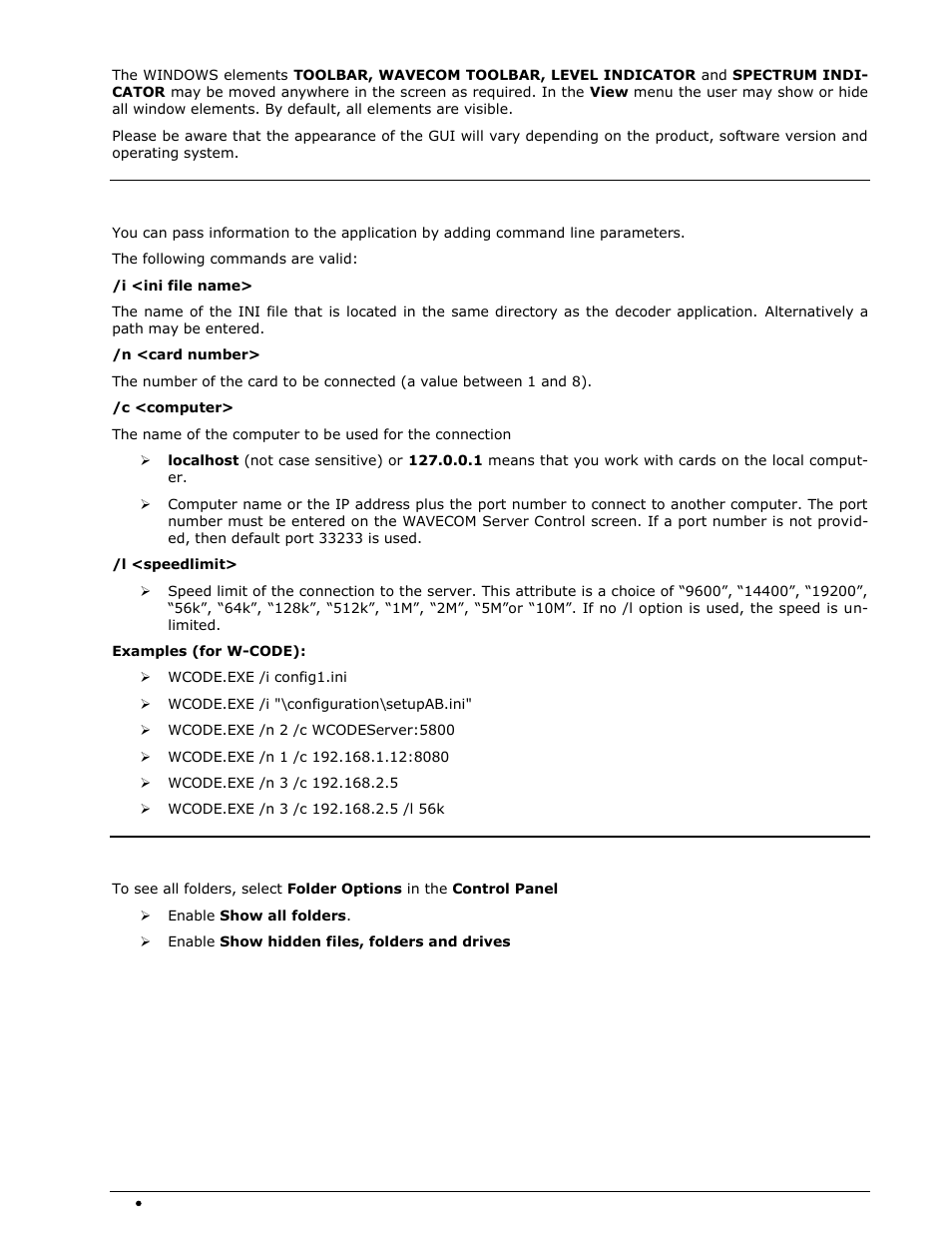 Command line parameters, Default data and program folders (paths) | Wavecom W74PC V8.7.0 User Manual | Page 32 / 373