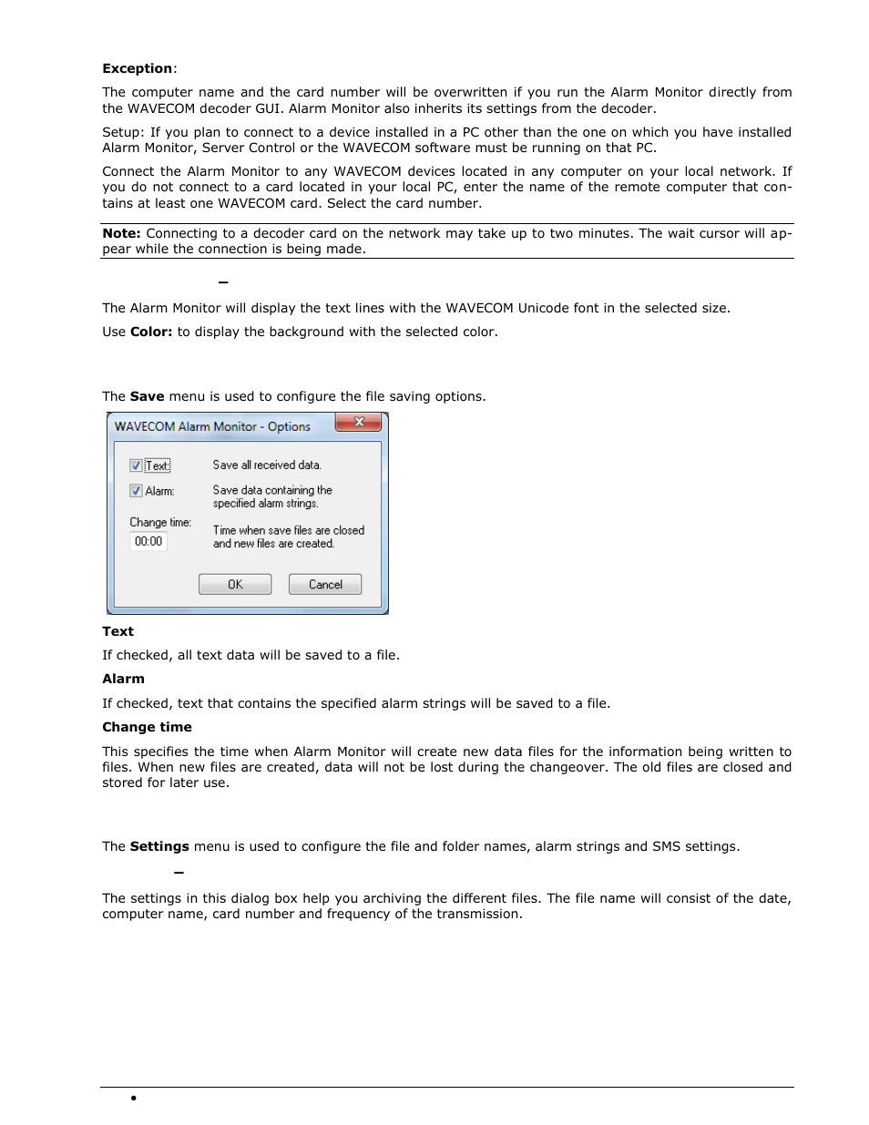 Options, Settings | Wavecom W74PC V8.7.0 User Manual | Page 326 / 373