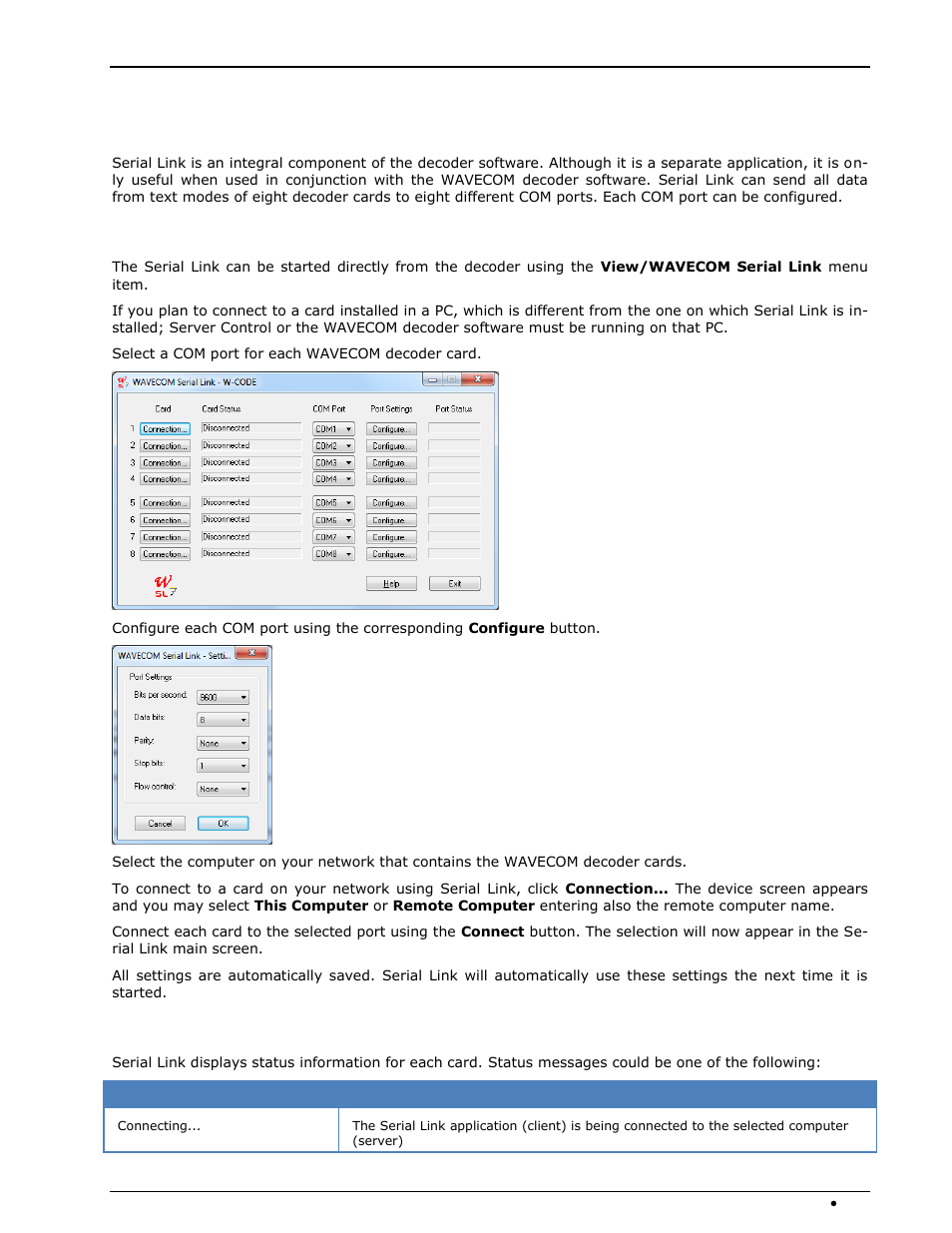 Serial link, Introduction, Getting started | Status information | Wavecom W74PC V8.7.0 User Manual | Page 329 / 373