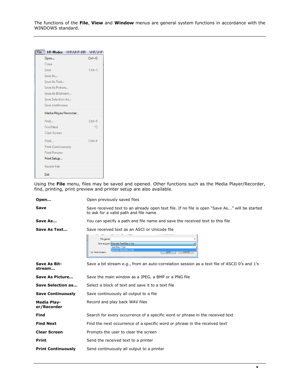 File menu | Wavecom W74PC V8.7.0 User Manual | Page 35 / 373