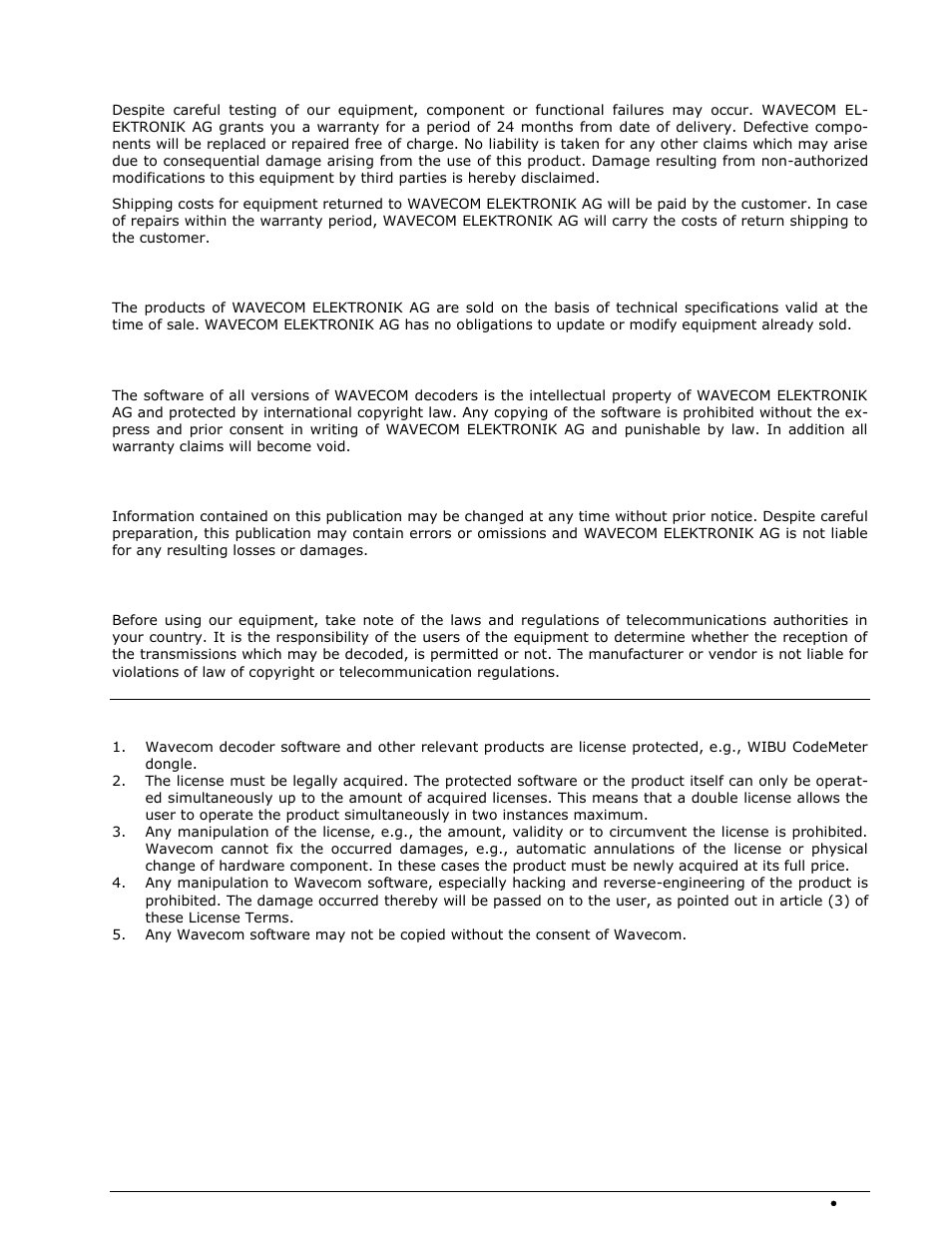 Warranty, Obligation, Copyright | Liability, Laws and regulations, License terms | Wavecom W74PC V8.7.0 User Manual | Page 357 / 373