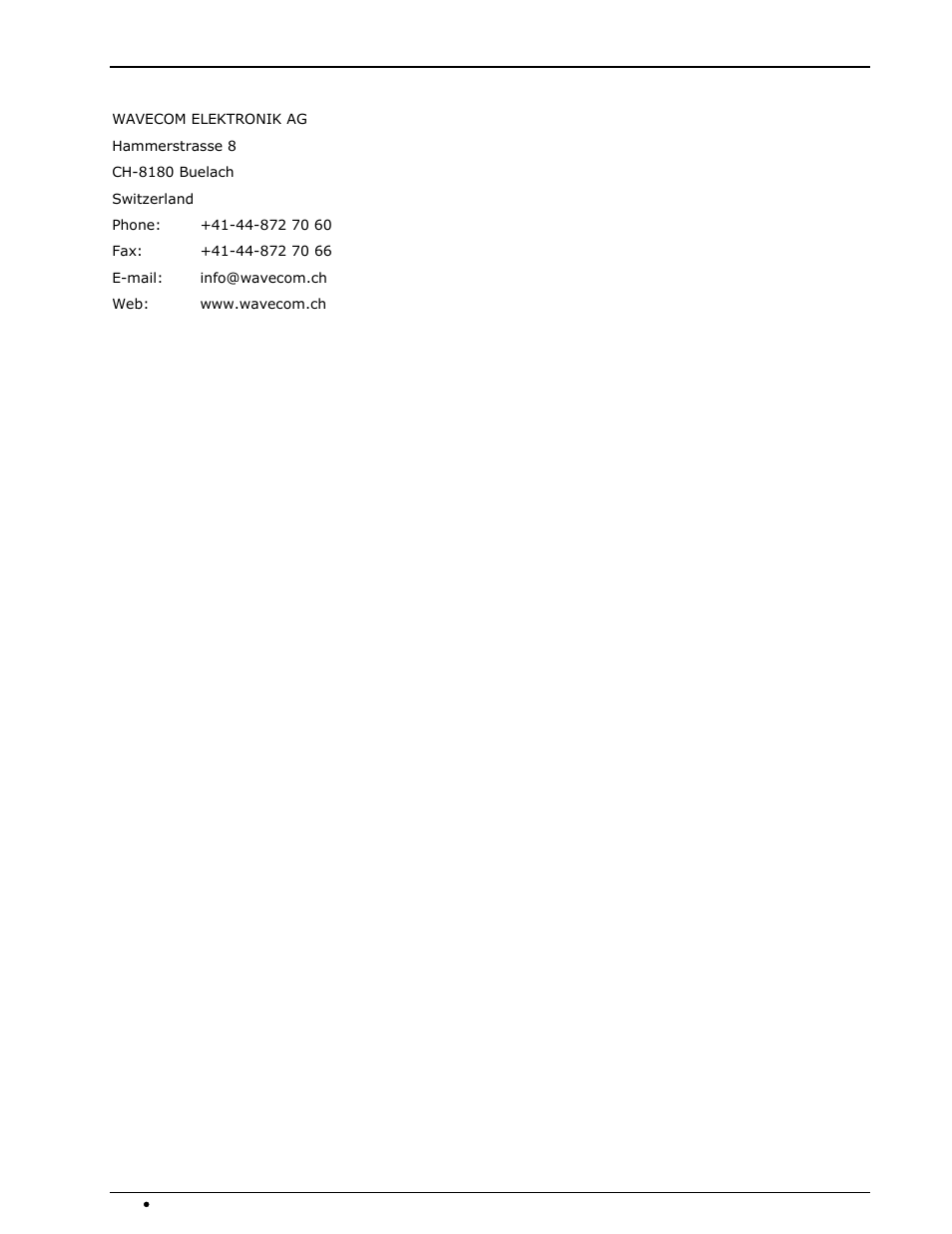 Manufacturer address | Wavecom W74PC V8.7.0 User Manual | Page 358 / 373