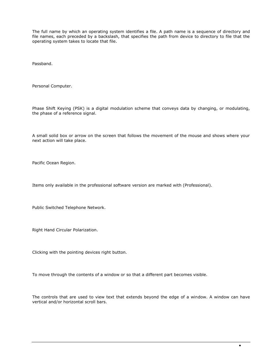 Path name, Phase shift keying, Pointer | Professional, Pstn, Rhcp, Right-clicking, Scroll, Scroll bars | Wavecom W74PC V8.7.0 User Manual | Page 365 / 373