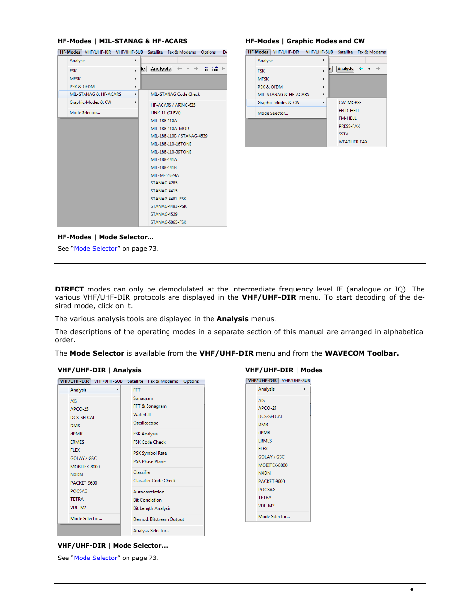 Vhf/uhf-dir menu | Wavecom W74PC V8.7.0 User Manual | Page 43 / 373