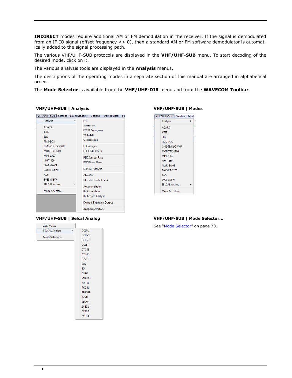 Vhf/uhf-sub menu | Wavecom W74PC V8.7.0 User Manual | Page 44 / 373