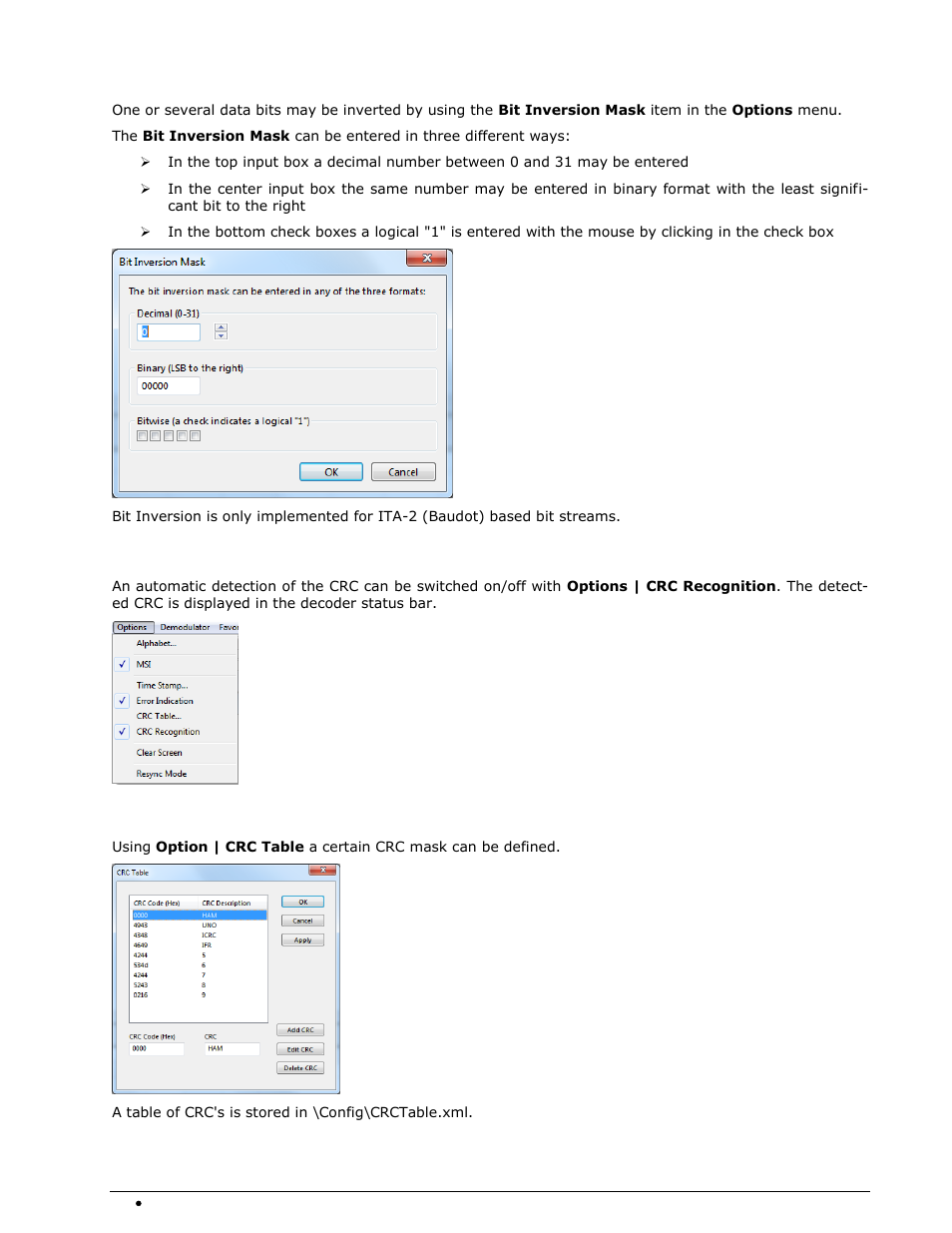 Bit inversion mask, Crc recognition, Crc table | Wavecom W74PC V8.7.0 User Manual | Page 48 / 373