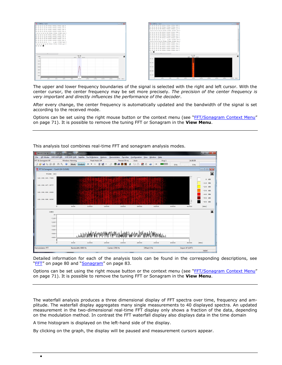 Fft and sonagram, Waterfall | Wavecom W74PC V8.7.0 User Manual | Page 92 / 373