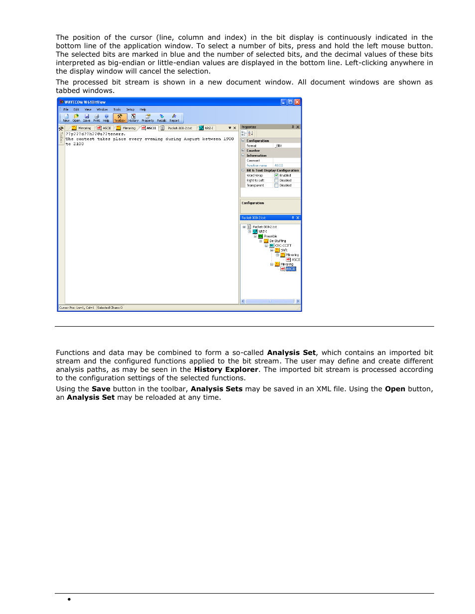Analysis sets | Wavecom W-BitView V2.5.00 User Manual | Page 20 / 102