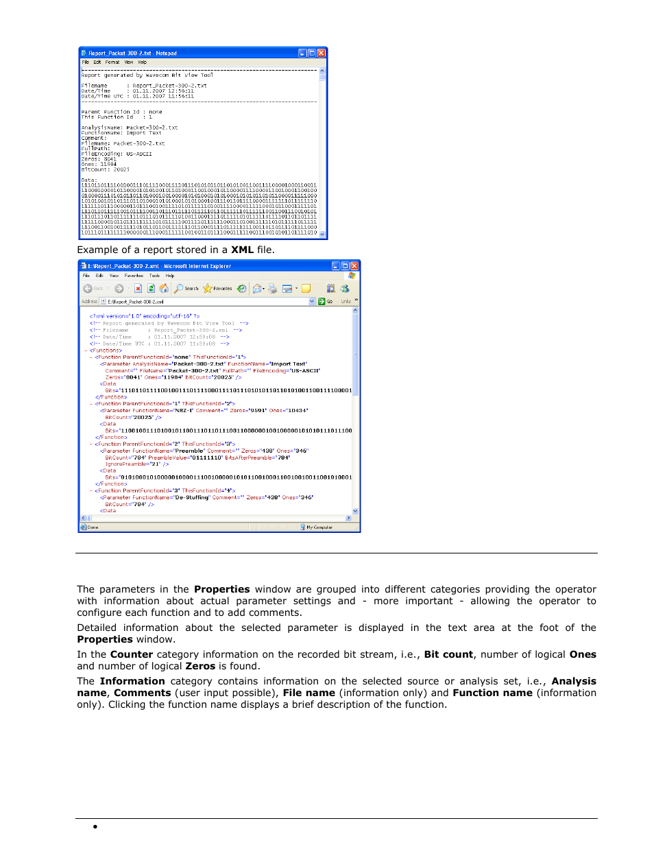 Properties window | Wavecom W-BitView V2.5.00 User Manual | Page 22 / 102