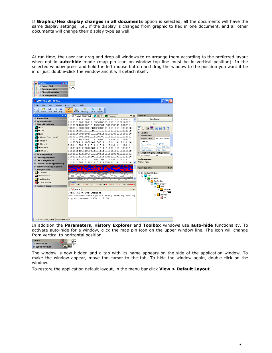 Layout settings | Wavecom W-BitView V2.5.00 User Manual | Page 25 / 102