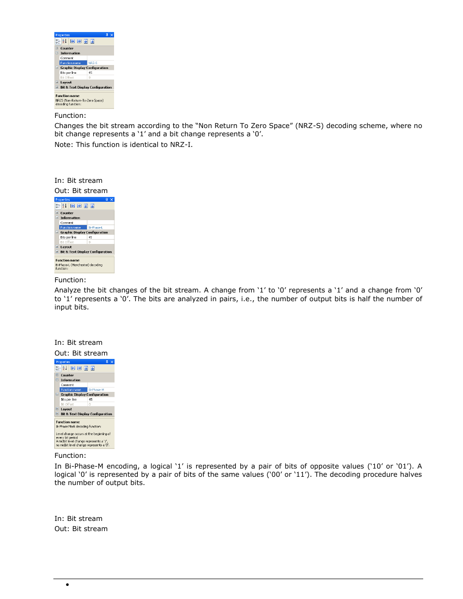 Bi-phase-l (manchester), Bi-phase-m, Bi-phase-s | Wavecom W-BitView V2.5.00 User Manual | Page 36 / 102
