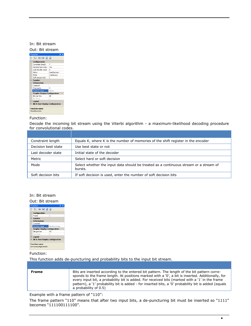 Decoding/equalizer, Viterbi-decoding, De-puncturing | Wavecom W-BitView V2.5.00 User Manual | Page 43 / 102