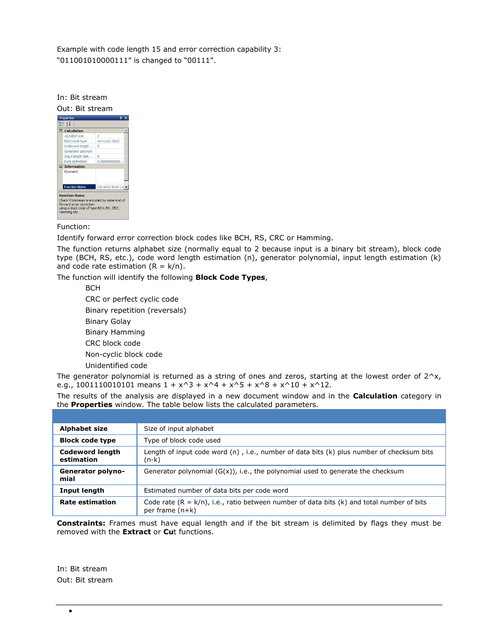 Block code analysis, Convolutional code analysis | Wavecom W-BitView V2.5.00 User Manual | Page 46 / 102