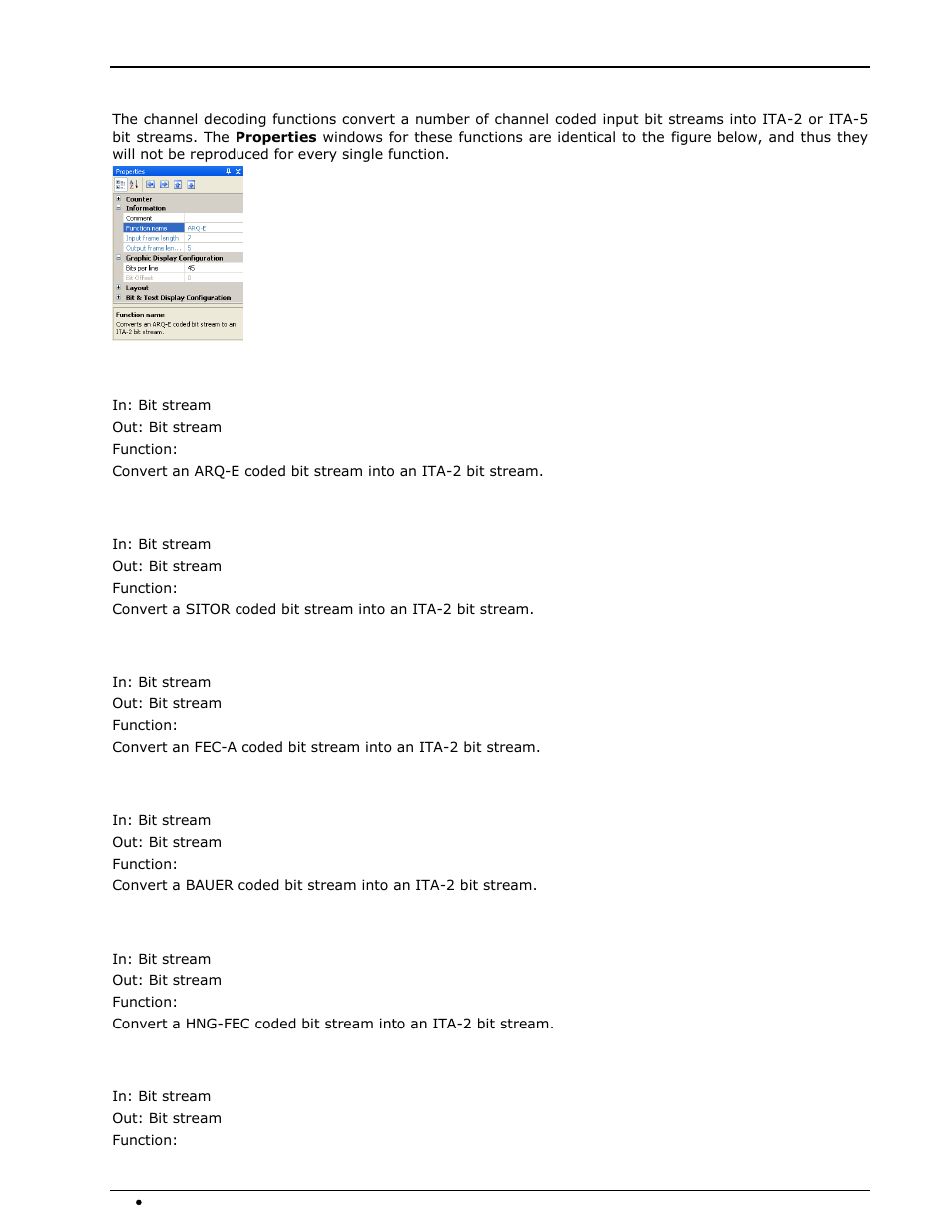 Channel decoding (protocol), Arq-e, Sitor | Fec-a, Bauer, Hng-fec, Rum-fec | Wavecom W-BitView V2.5.00 User Manual | Page 56 / 102