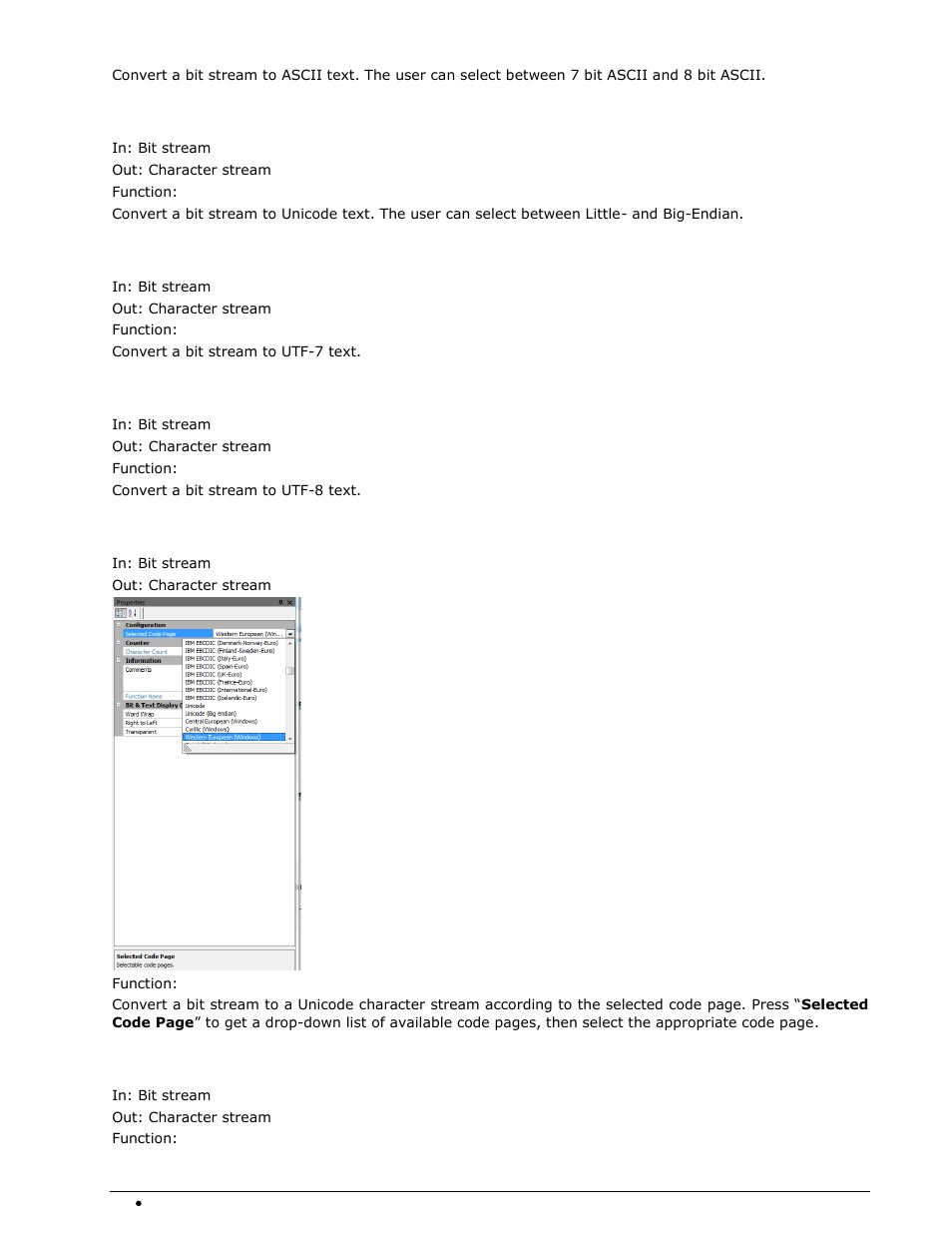 Unicode, Utf-7, Utf-8 | Code page decoding, Pager numeric | Wavecom W-BitView V2.5.00 User Manual | Page 60 / 102