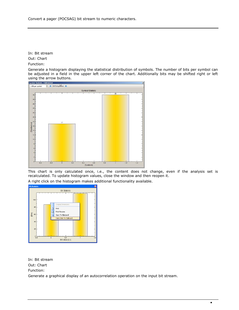 Analysis tools, Symbol statistics, Autocorrelation | Wavecom W-BitView V2.5.00 User Manual | Page 61 / 102