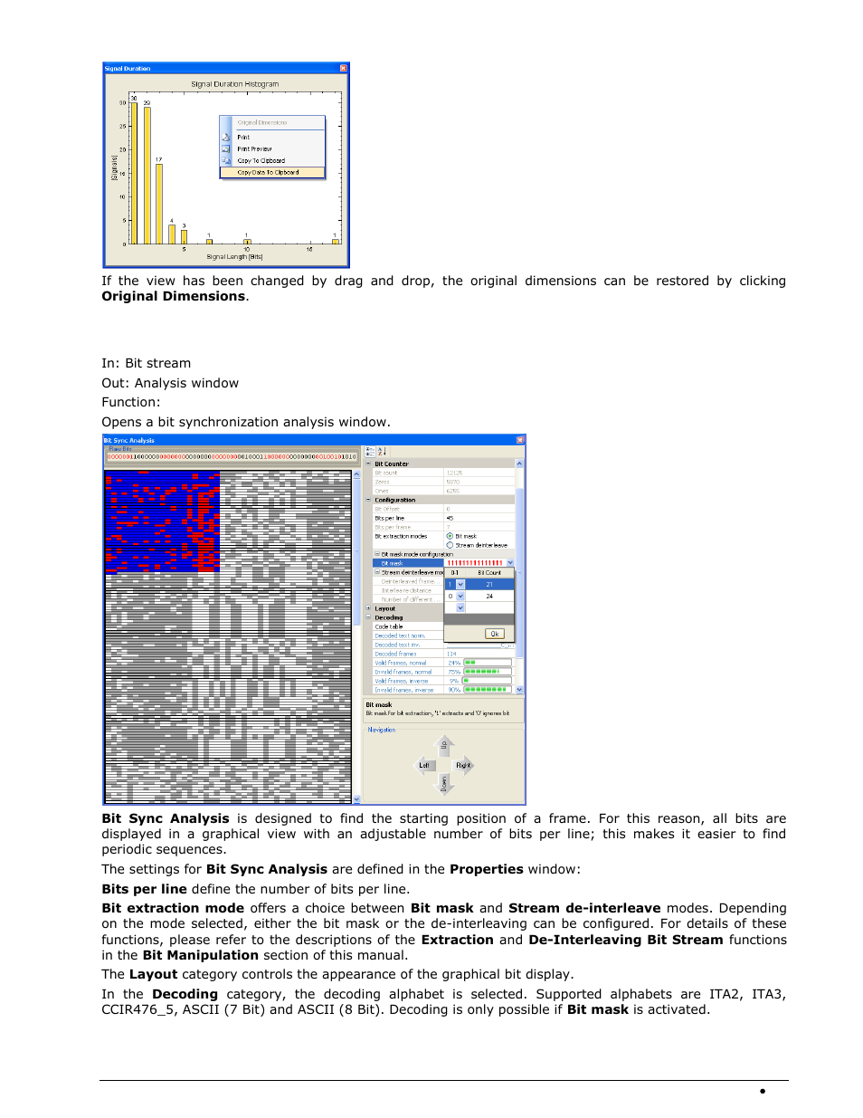 Bit sync analysis | Wavecom W-BitView V2.5.00 User Manual | Page 63 / 102