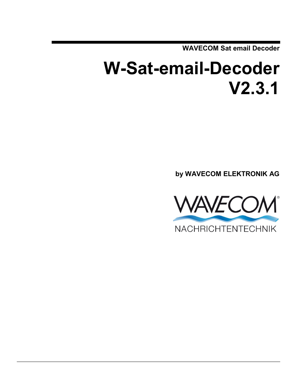 Wavecom W-Sat-email-Decoder V2.3.1 User Manual | 37 pages