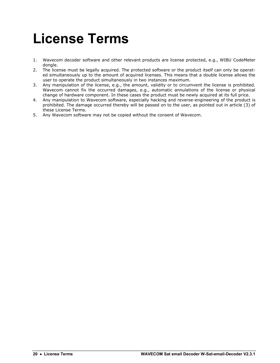 License terms | Wavecom W-Sat-email-Decoder V2.3.1 User Manual | Page 24 / 37