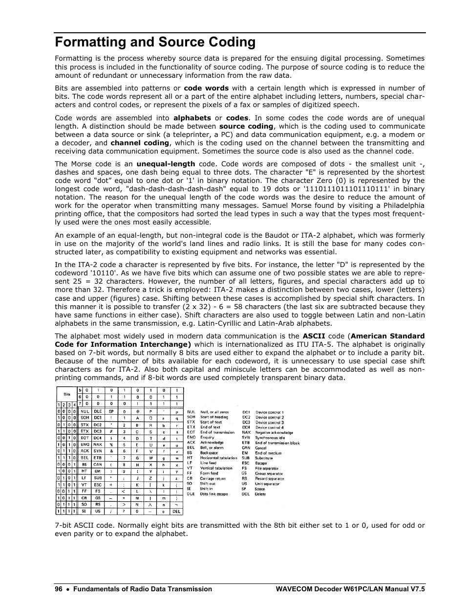 Formatting and source coding | Wavecom W61PC V7.5.0 User Manual | Page 106 / 353