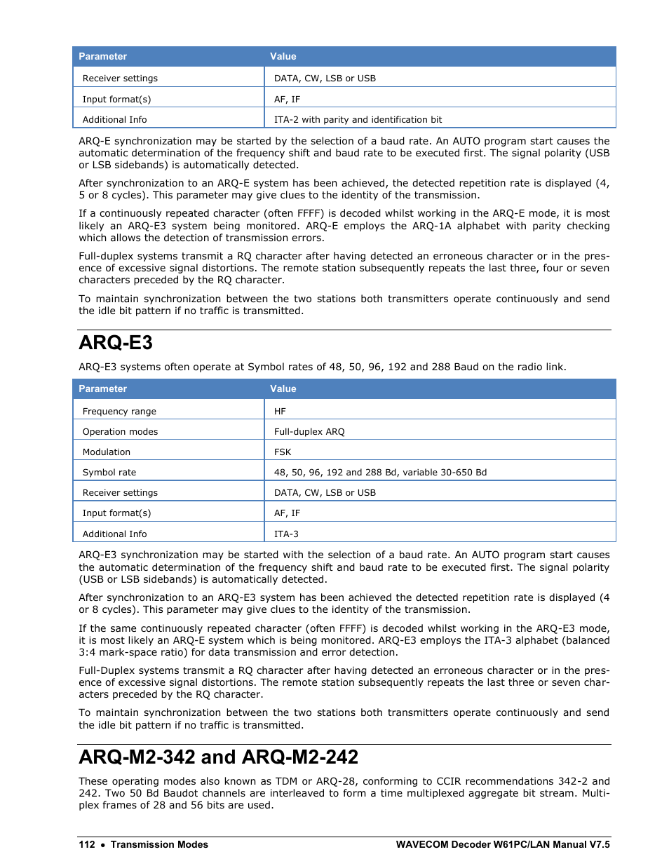 Arq-e3, Arq-m2-342 and arq-m2-242 | Wavecom W61PC V7.5.0 User Manual | Page 122 / 353