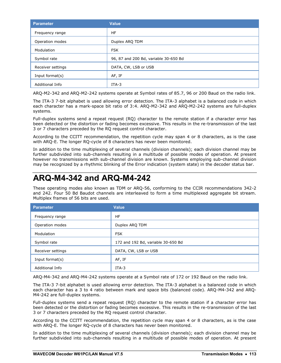 Arq-m4-342 and arq-m4-242 | Wavecom W61PC V7.5.0 User Manual | Page 123 / 353