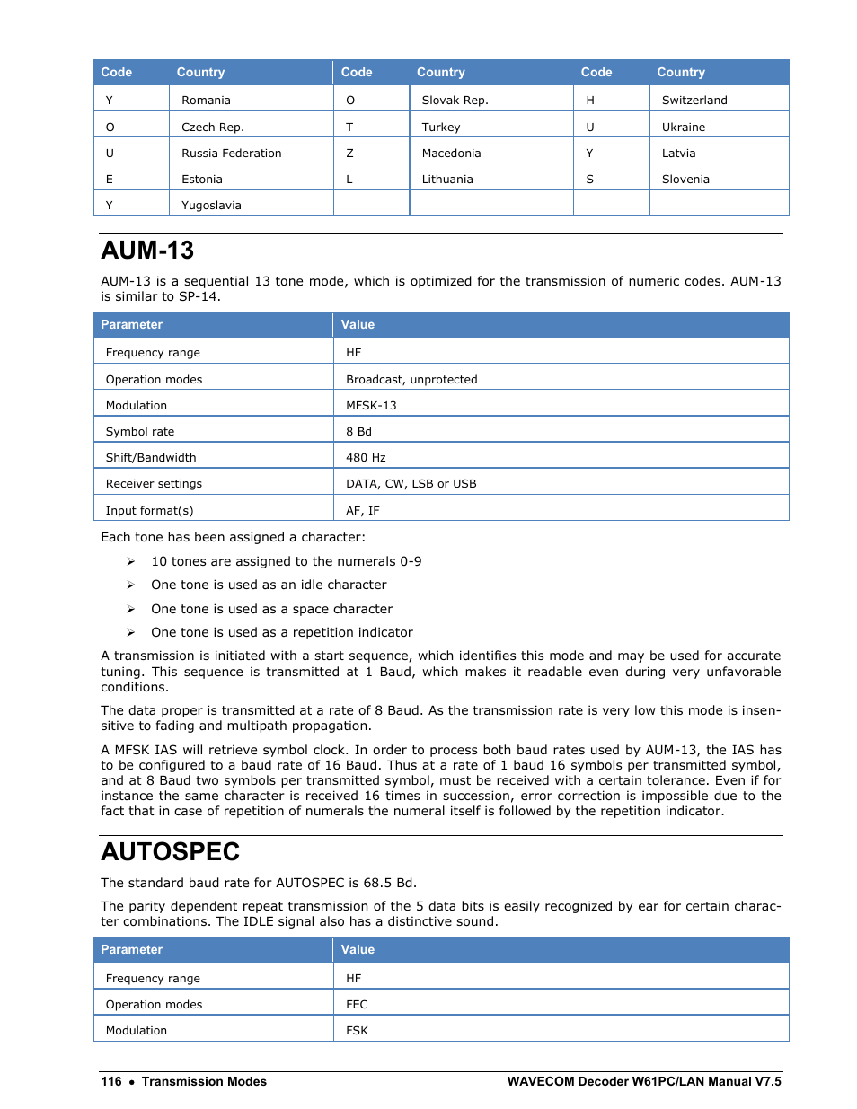 Aum-13, Autospec | Wavecom W61PC V7.5.0 User Manual | Page 126 / 353