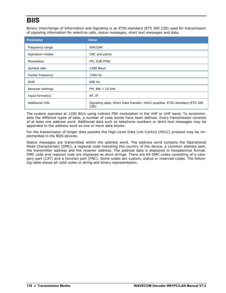 Biis | Wavecom W61PC V7.5.0 User Manual | Page 128 / 353