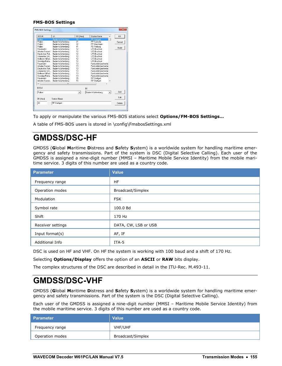 Gmdss/dsc-hf, Gmdss/dsc-vhf | Wavecom W61PC V7.5.0 User Manual | Page 165 / 353