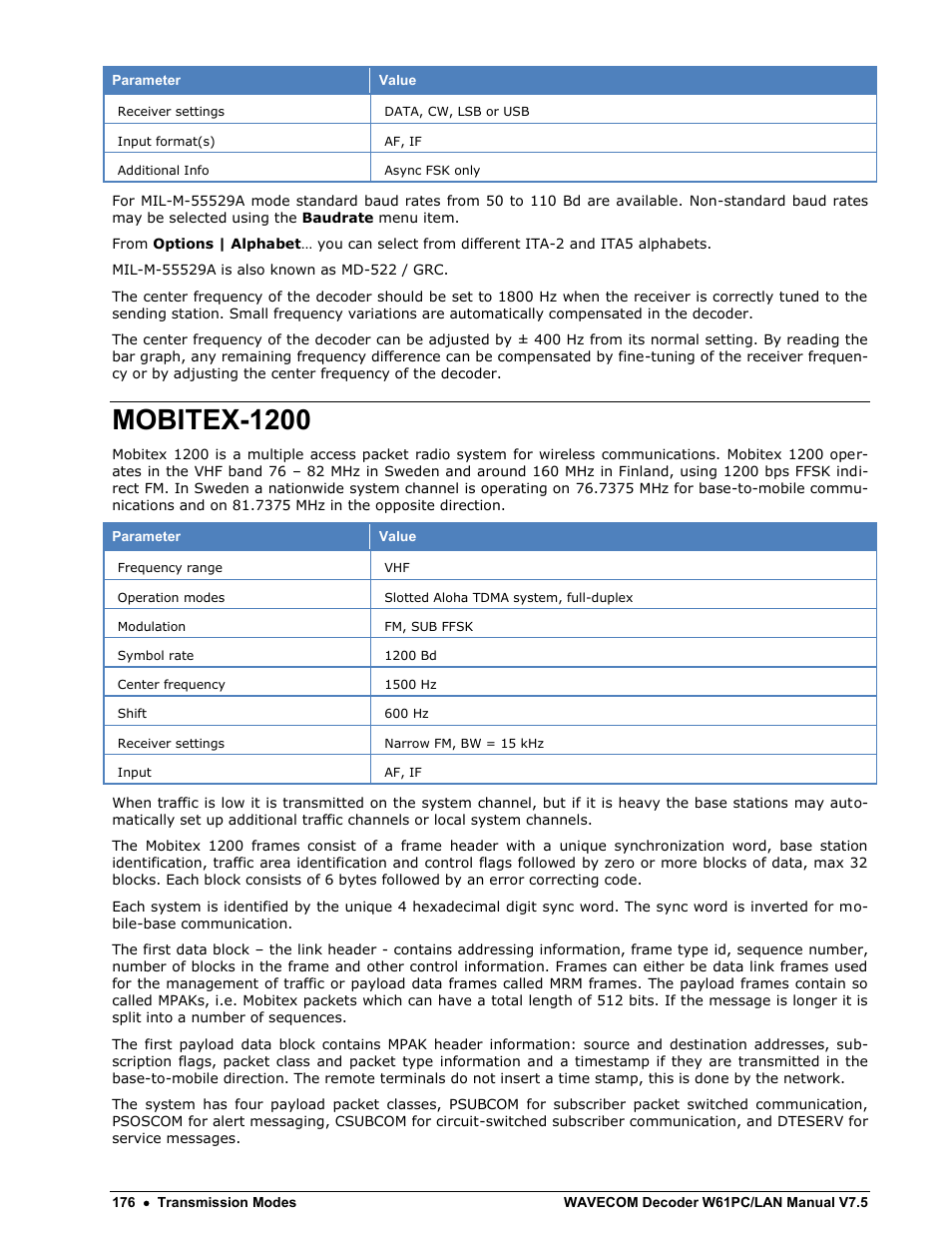 Mobitex-1200 | Wavecom W61PC V7.5.0 User Manual | Page 186 / 353