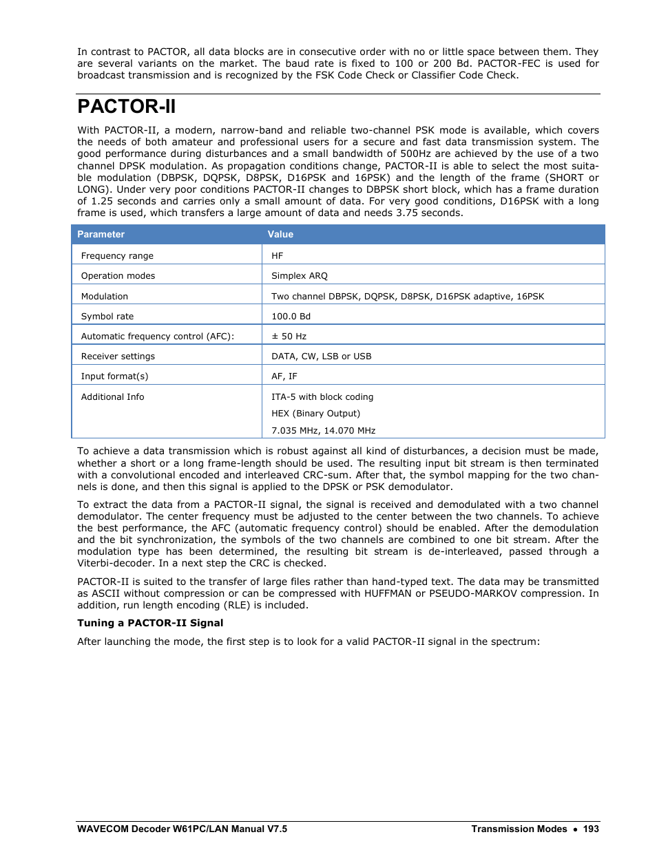 Pactor-ii | Wavecom W61PC V7.5.0 User Manual | Page 203 / 353