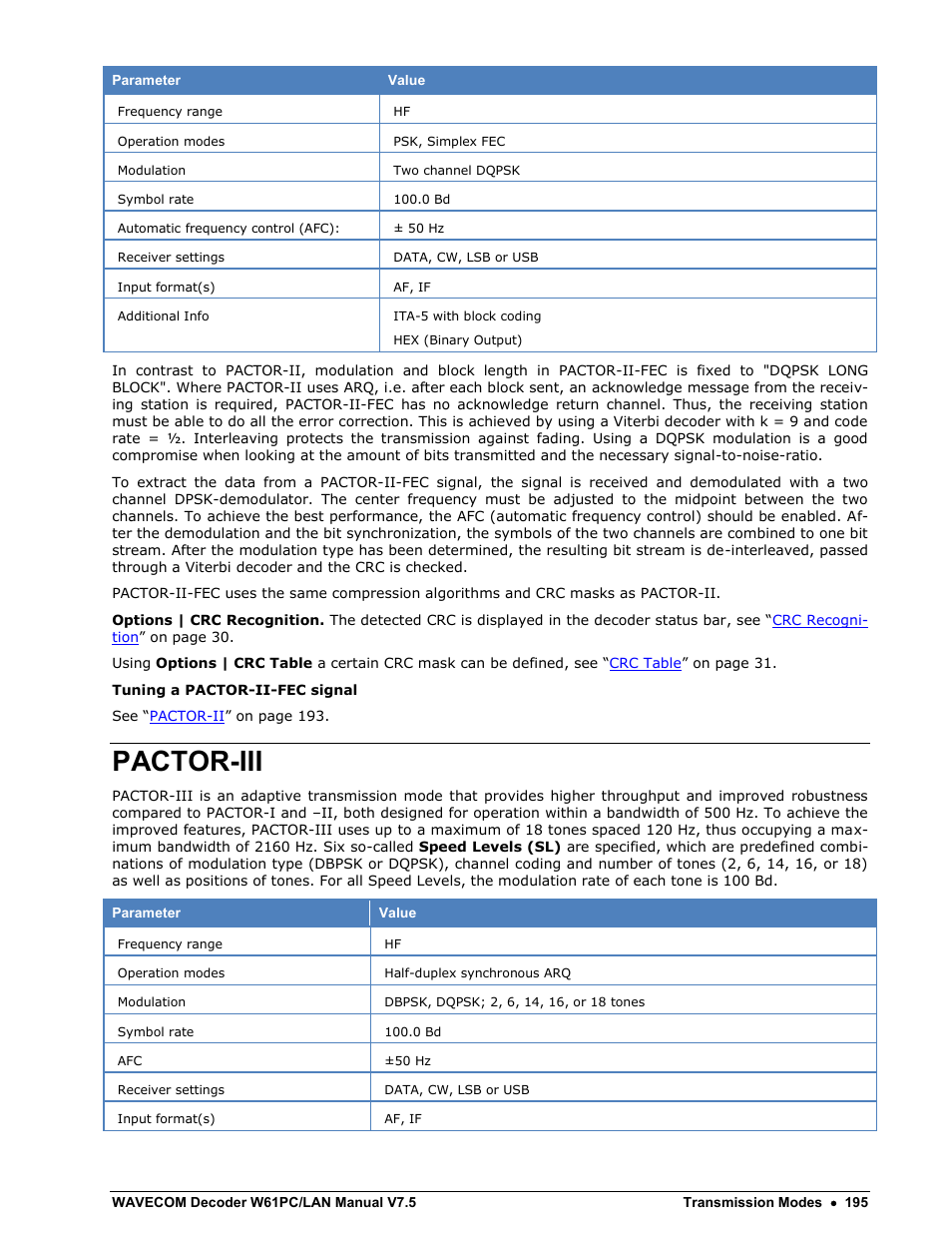 Pactor-iii | Wavecom W61PC V7.5.0 User Manual | Page 205 / 353